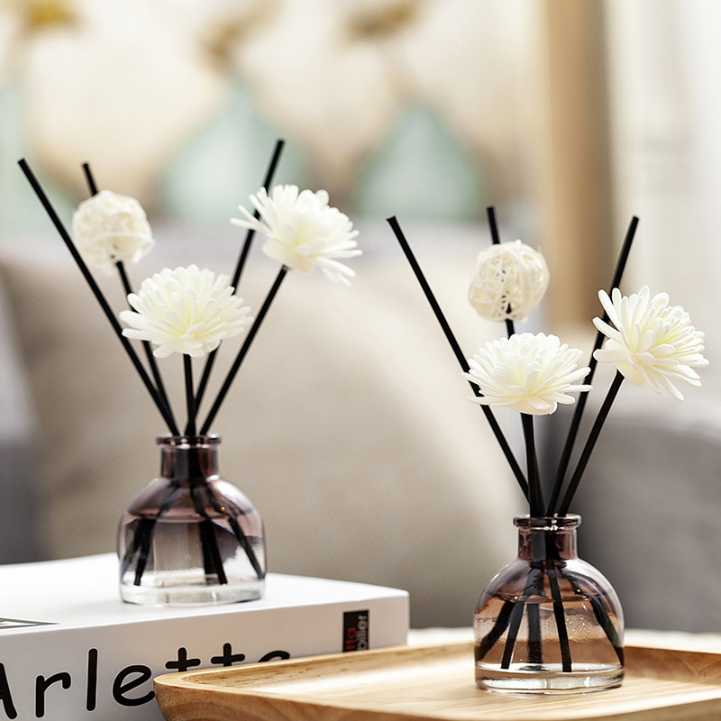 Glass aroma oil bottle with reed diffuser sticks air freshener perfume glass reed diffuser bottle
