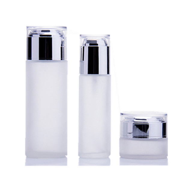 Glass bottle GOLD lid frosted matte perfume 30ml amber glass dropper airless lotion serum pump bottle 50ml 150ml silver