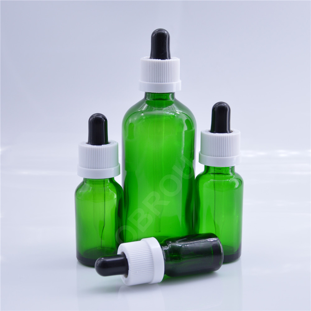 Glass bottle perfume 100ml 50ml 30ml 15ml 5ml green glass dropper bottle with box wholesale