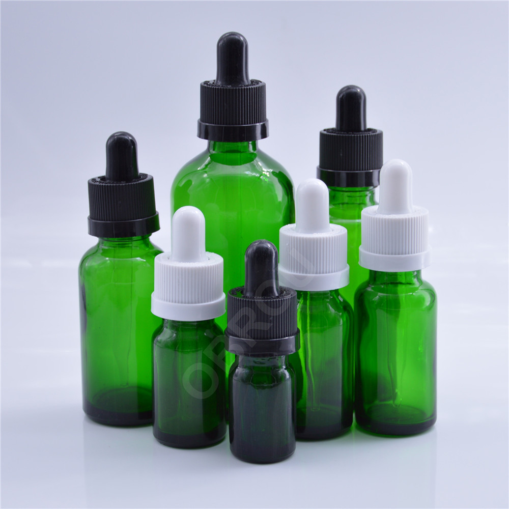 Glass bottle perfume 100ml 50ml 30ml 15ml 5ml green glass dropper bottle with box wholesale