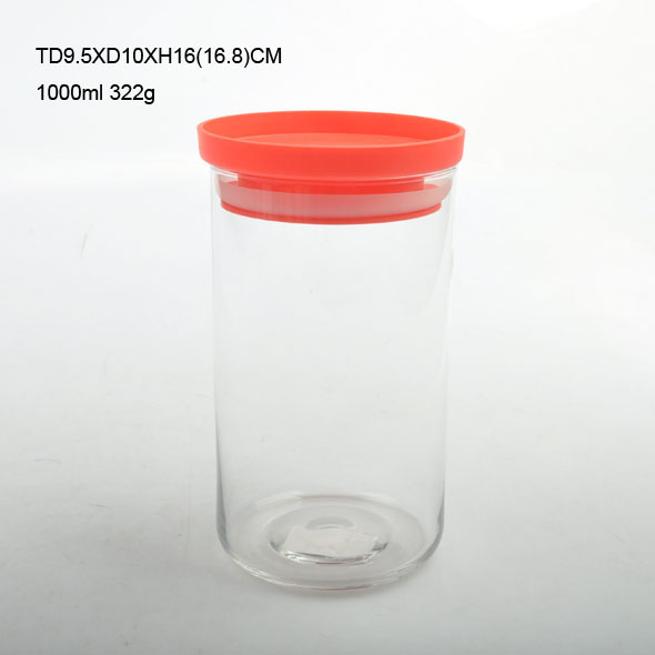 Glass bottle with metal/bamboo/plastic lid for kitchen