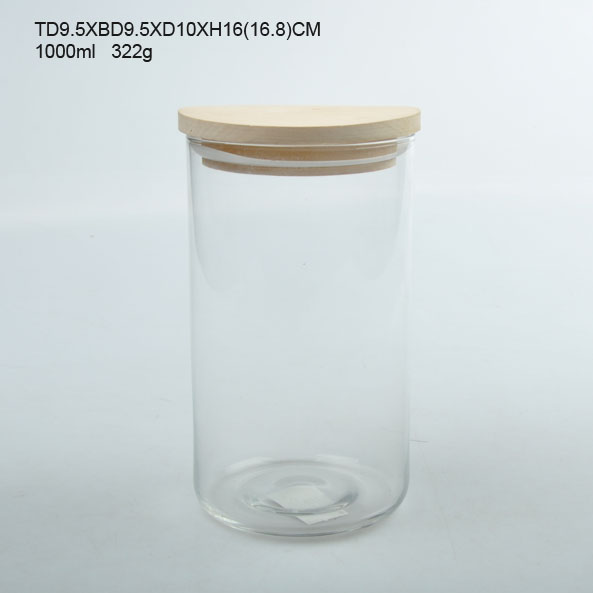 Glass bottle with metal/bamboo/plastic lid for kitchen