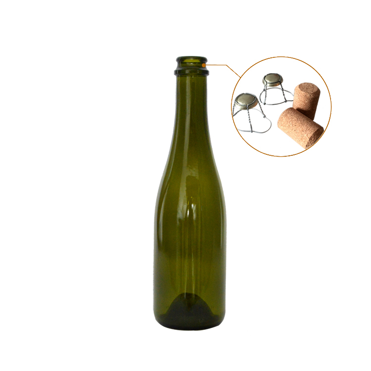 Glass bottles with corks 375 ml alcohol glass bottle green champagne bottle CYC-385