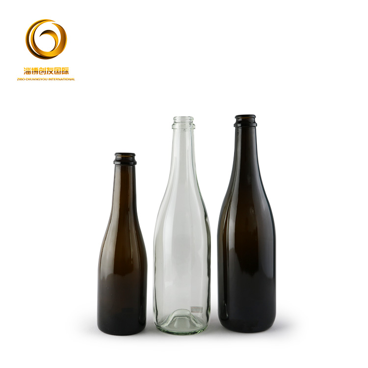 Glass bottles with corks 375 ml alcohol glass bottle green champagne bottle CYC-385