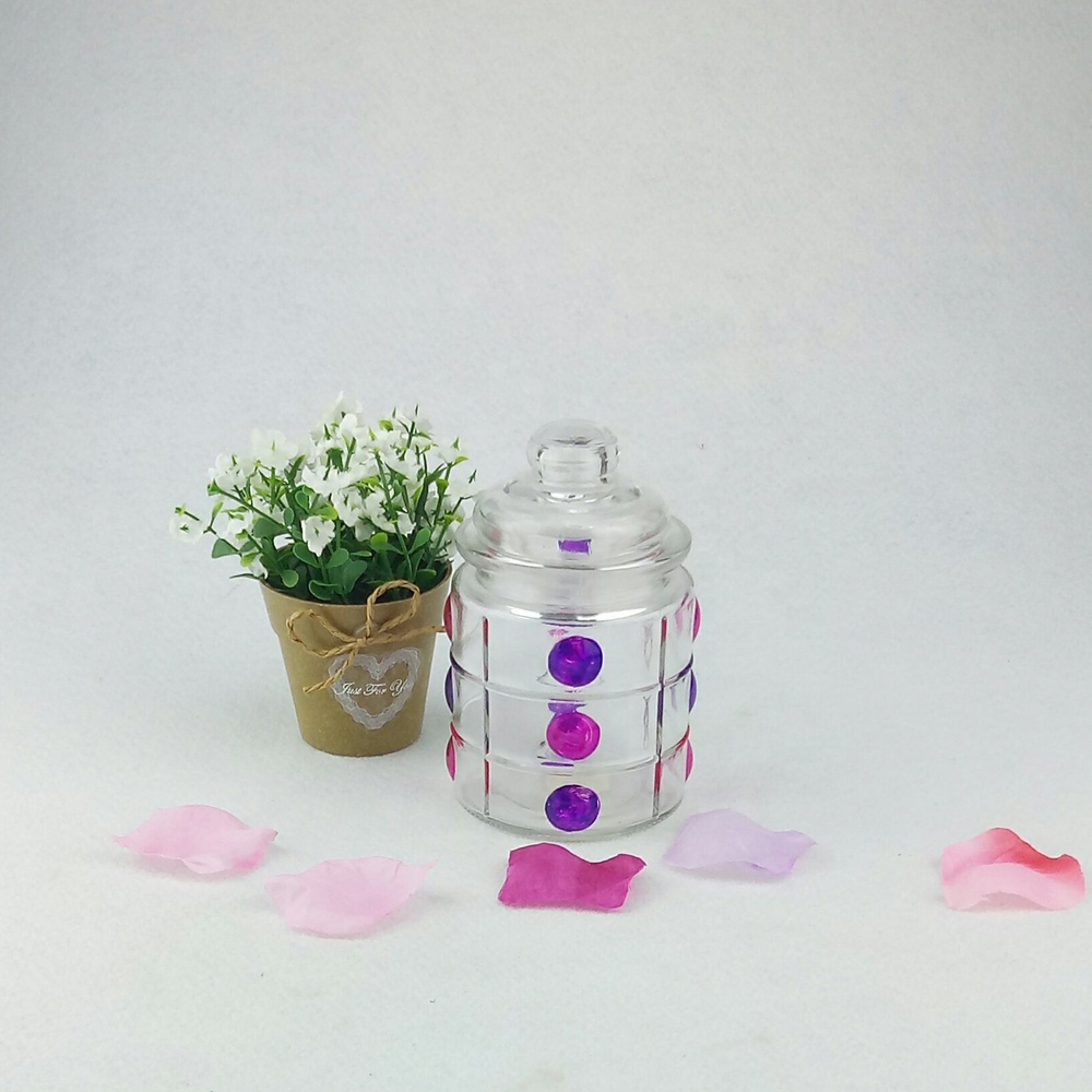 Glass candle jar with glass lid