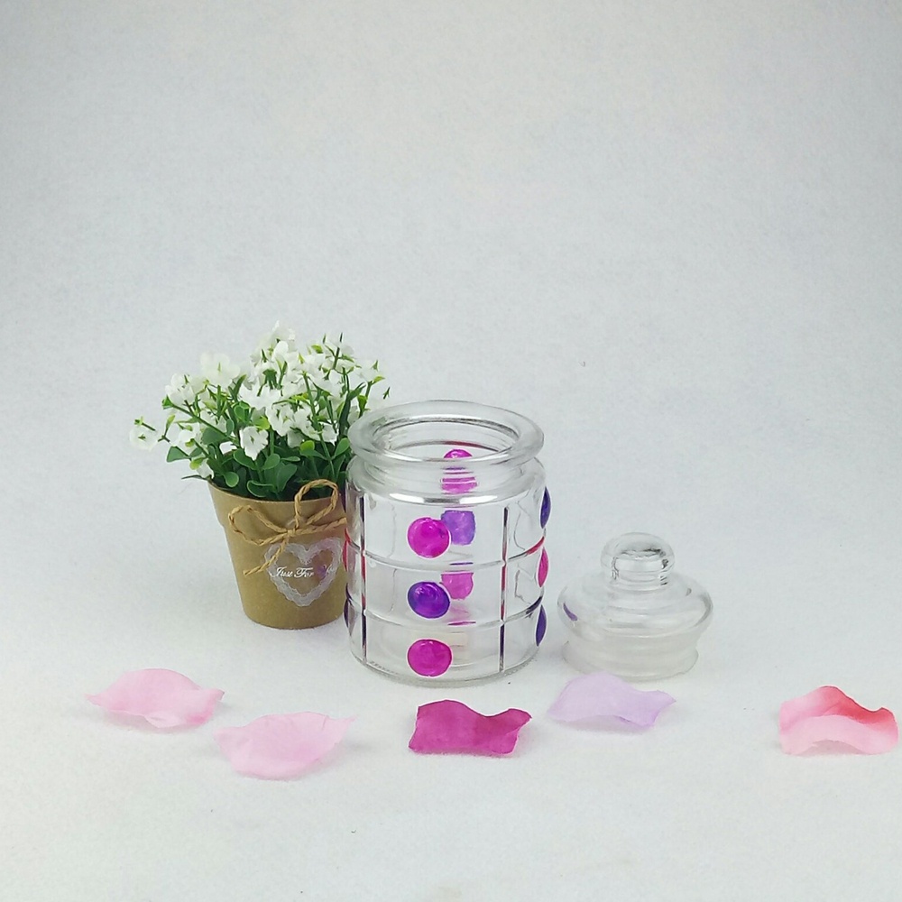 Glass candle jar with glass lid