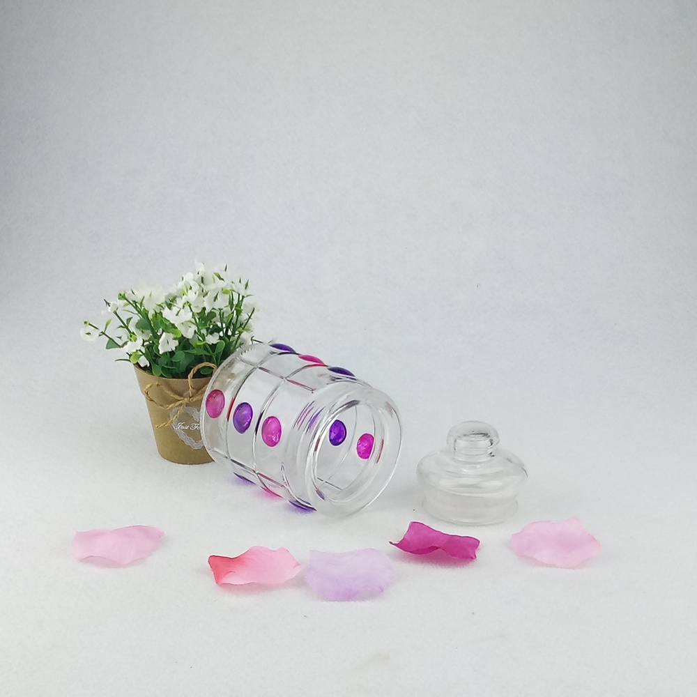 Glass candle jar with glass lid