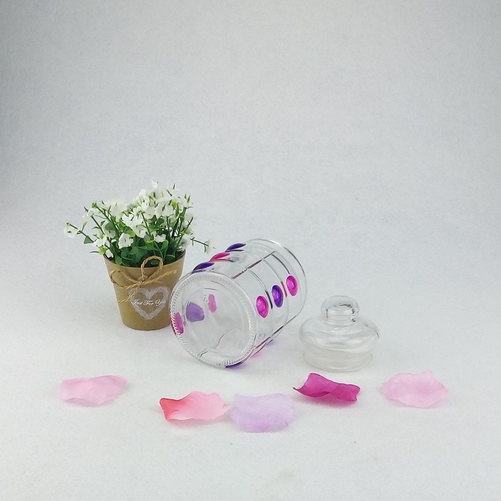 Glass candle jar with glass lid