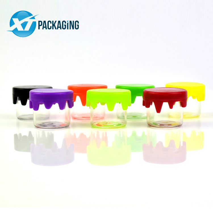 Glass concentrate jar container soft drippy silicone lid mini glass jar 6ml