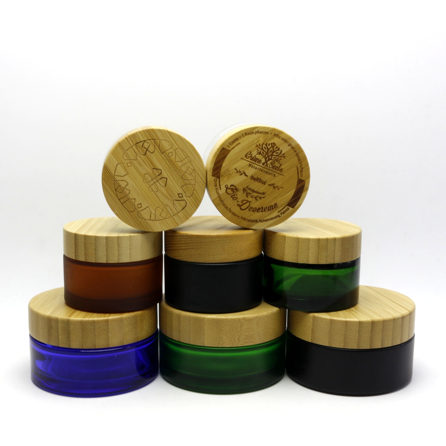 Glass cosmetic Face Cream jar with wooden lid BJ-186R