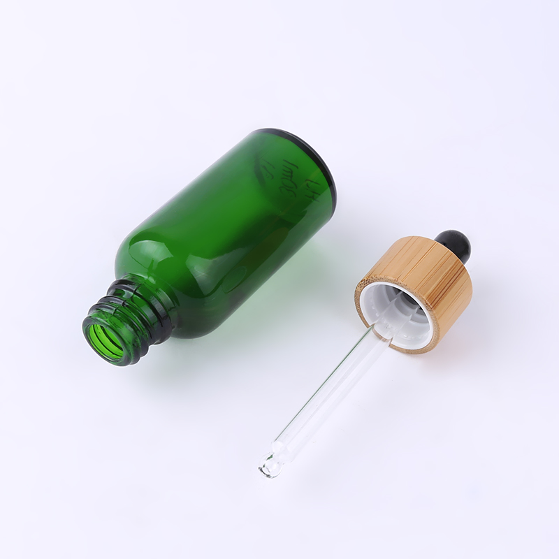 Glass dropper bottle amber glass bottle with bamboo lid essential oil container