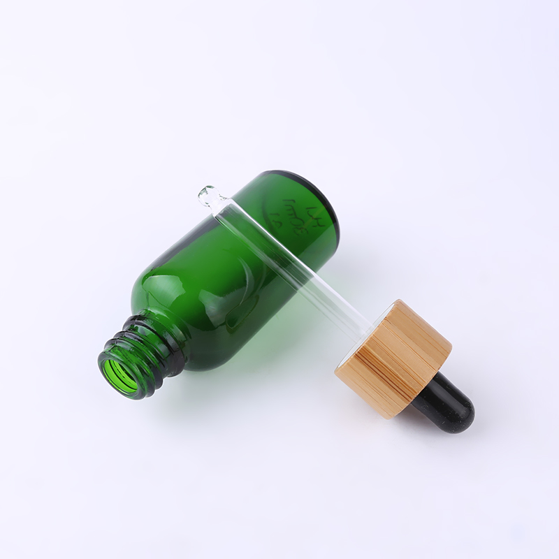 Glass dropper bottle amber glass bottle with bamboo lid essential oil container