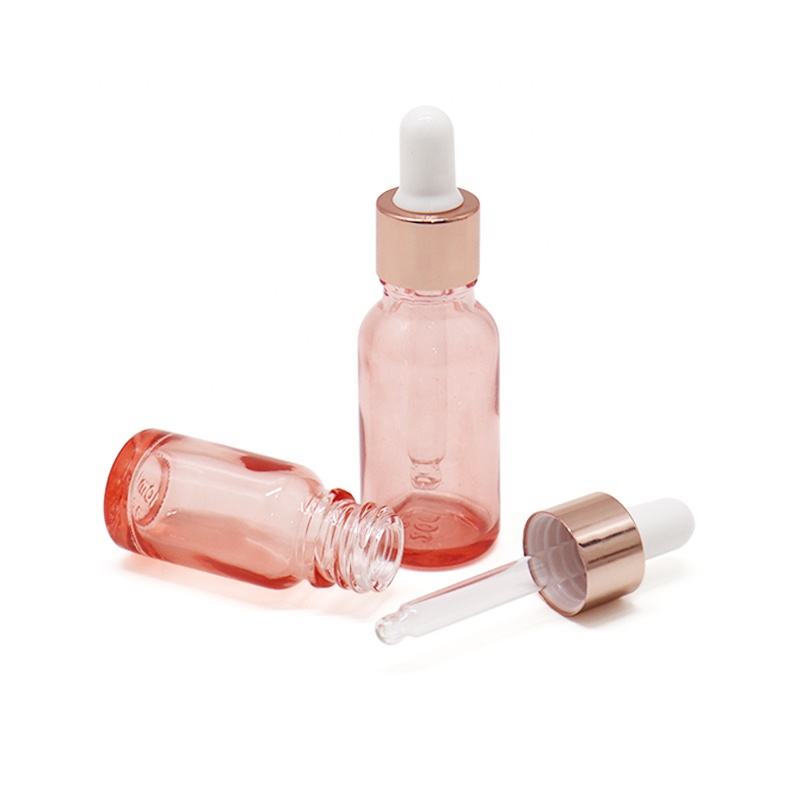 Glass dropper bottle empty rose gold 30ml 1oz round cosmetic attar essential oil bottles with pipette