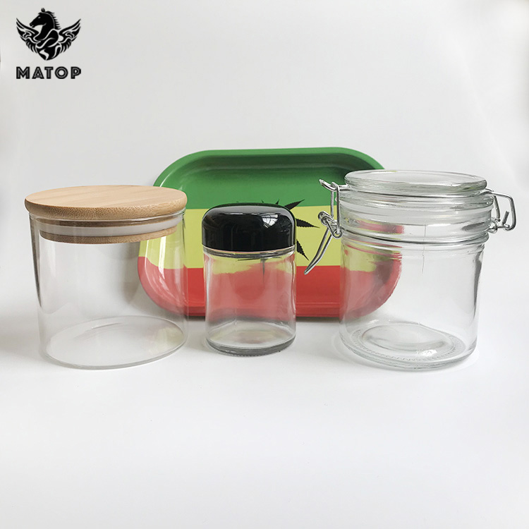 Glass factory sales big size jar 16oz for weed flower