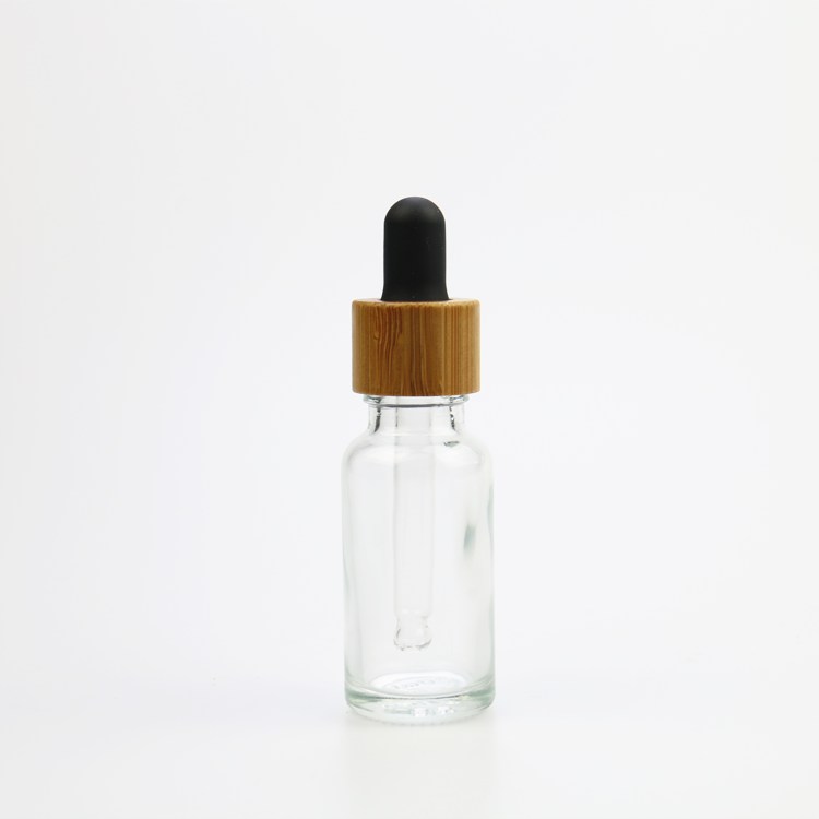 Glass food grade 30ml clear glass bottle dropper 1 oz essential oil bottles with bamboo cap