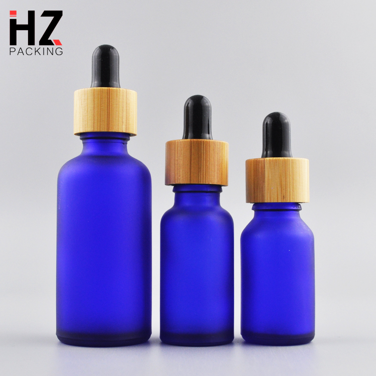 Glass food grade 30ml matt black dropper 1 oz essential oil bottles with bamboo cap