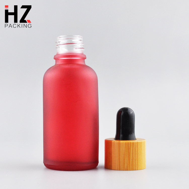 Glass food grade 30ml matt black dropper 1 oz essential oil bottles with bamboo cap