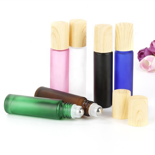Glass gem roller ball bottle for essential oil 10ml frosted roll on bottle