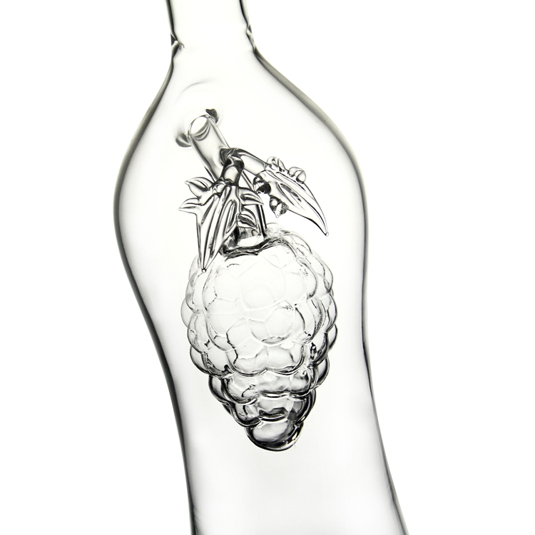 Glass handmade whiskey bottle 750ml with grape for whiskey tequila vodka
