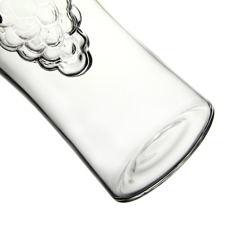 Glass handmade whiskey bottle 750ml with grape for whiskey tequila vodka