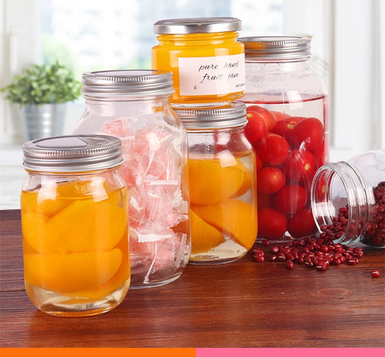 Glass jam sealed jar Yellow peach empty jar with lid for steaming high temperature resistant food storage