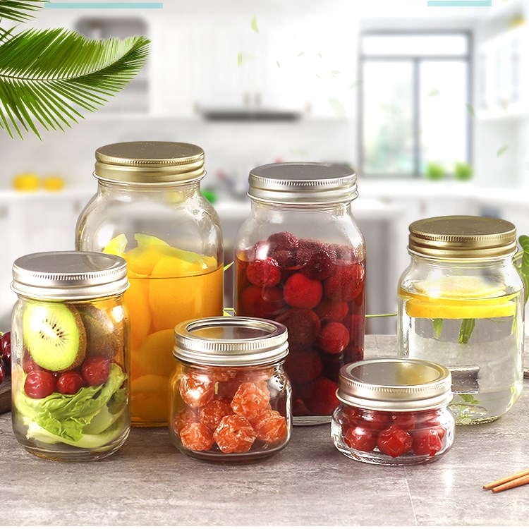Glass jam sealed jar Yellow peach empty jar with lid for steaming high temperature resistant food storage