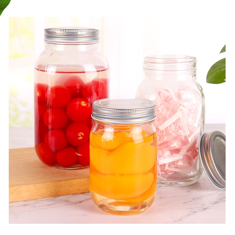 Glass jam sealed jar Yellow peach empty jar with lid for steaming high temperature resistant food storage
