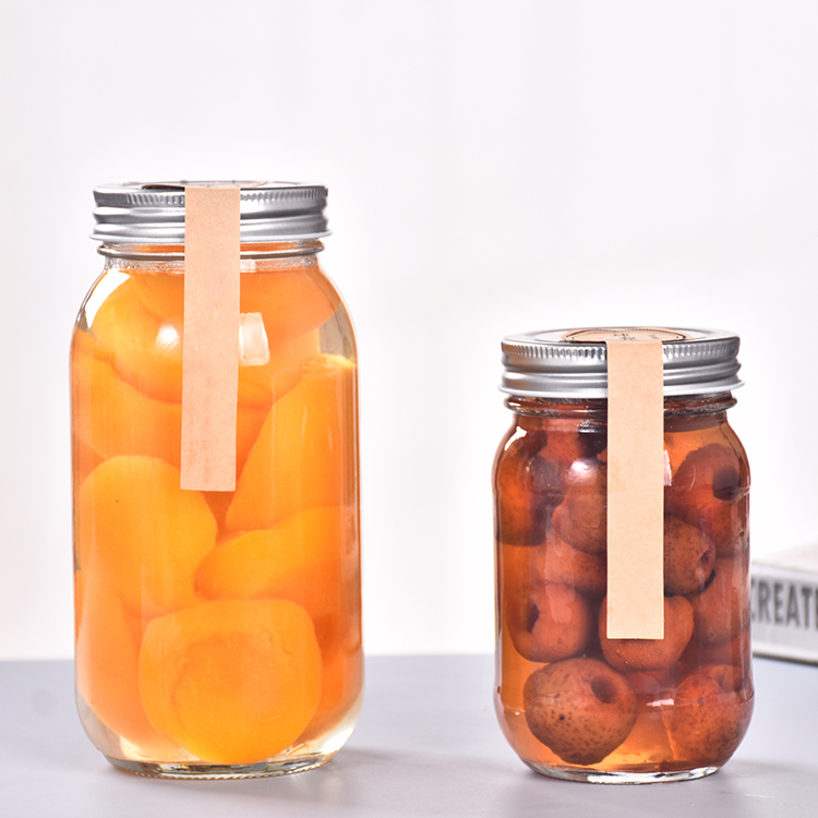 Glass jam sealed jar Yellow peach empty jar with lid for steaming high temperature resistant food storage