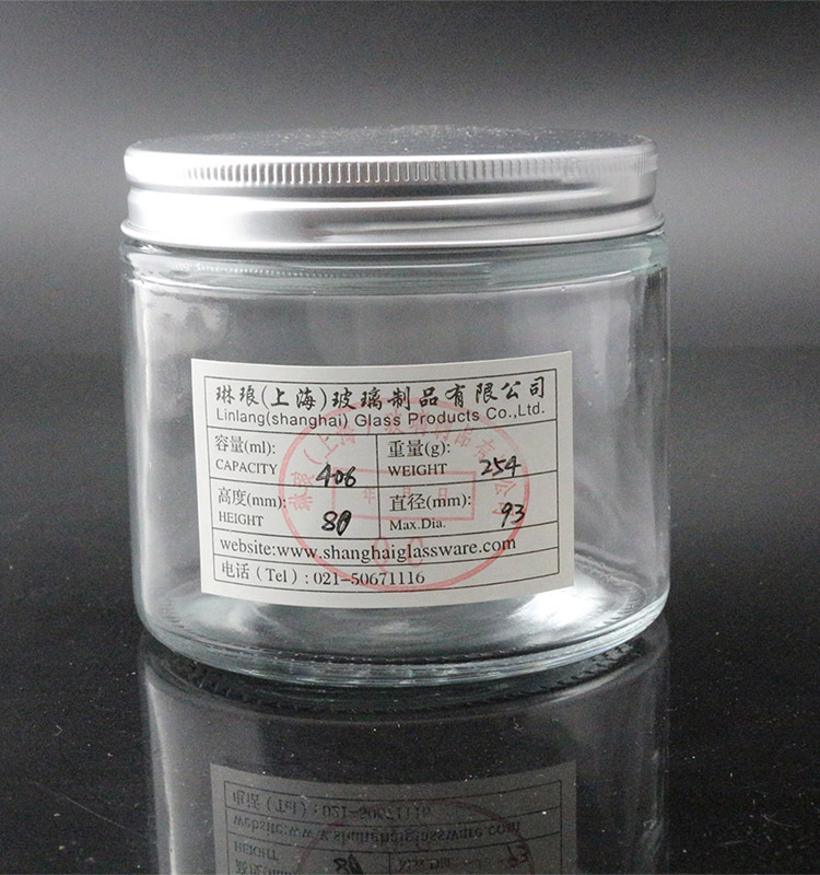 Glass jar containers with metal lid wide mouth 16oz 9oz 6oz 8oz 4oz 12oz straight side glass jar for honey