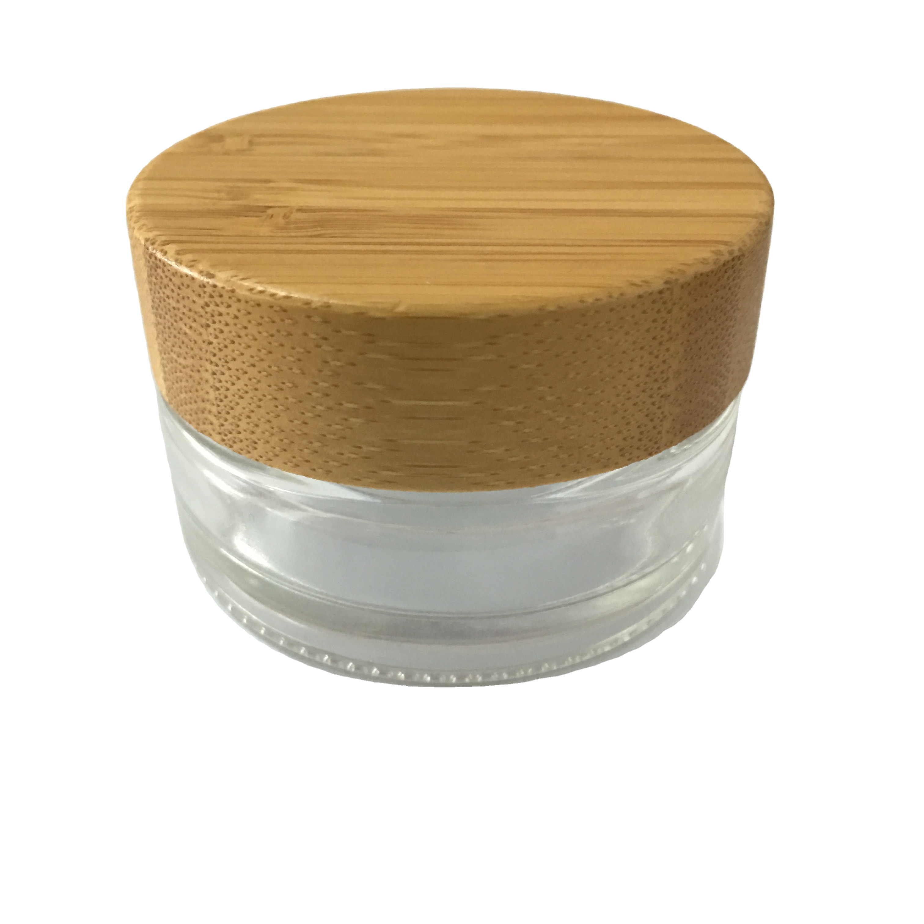 Glass jar with bamboo wood lid  with wide mouth bamboo glass cream jar