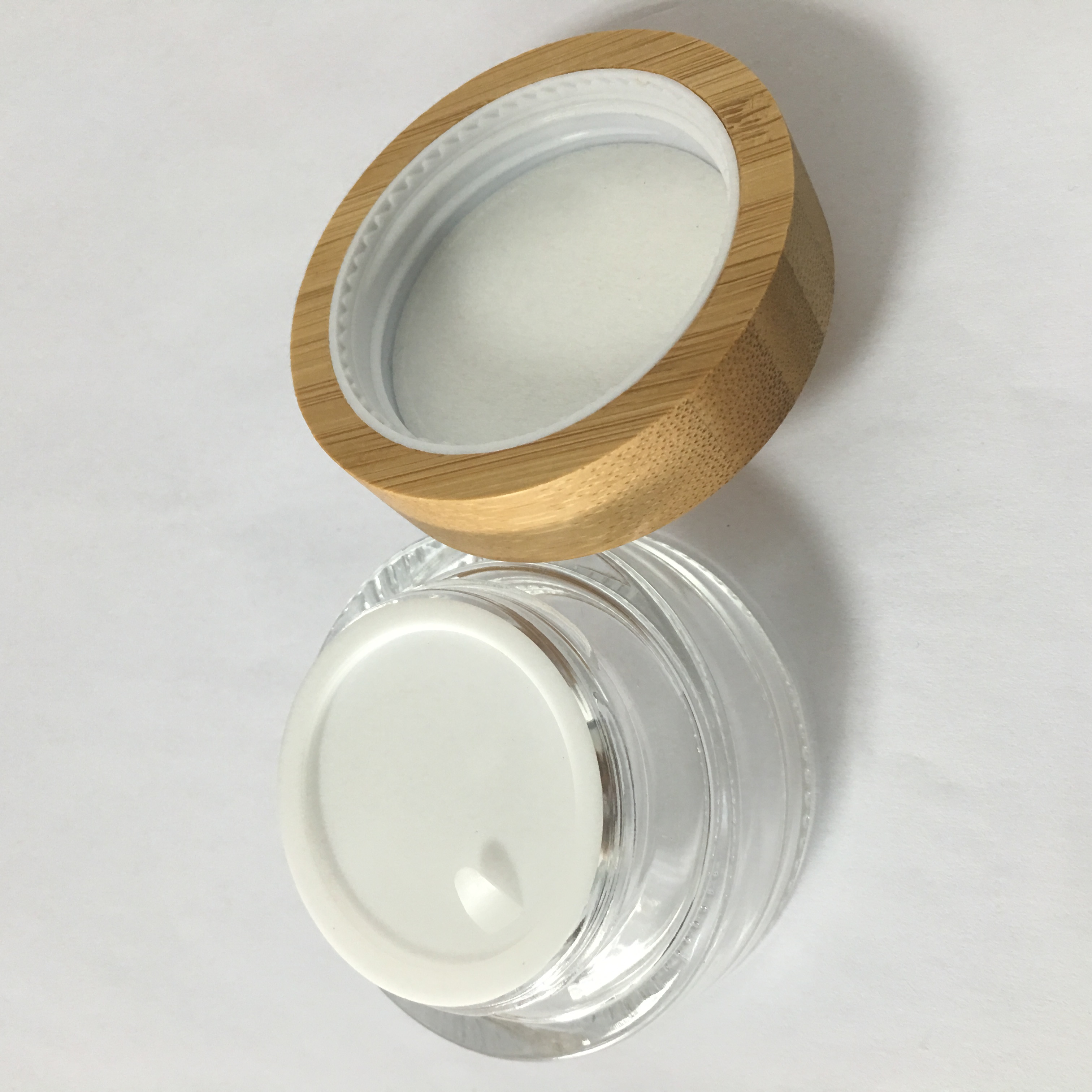 Glass jar with bamboo wood lid with wide mouth bamboo glass cream jar