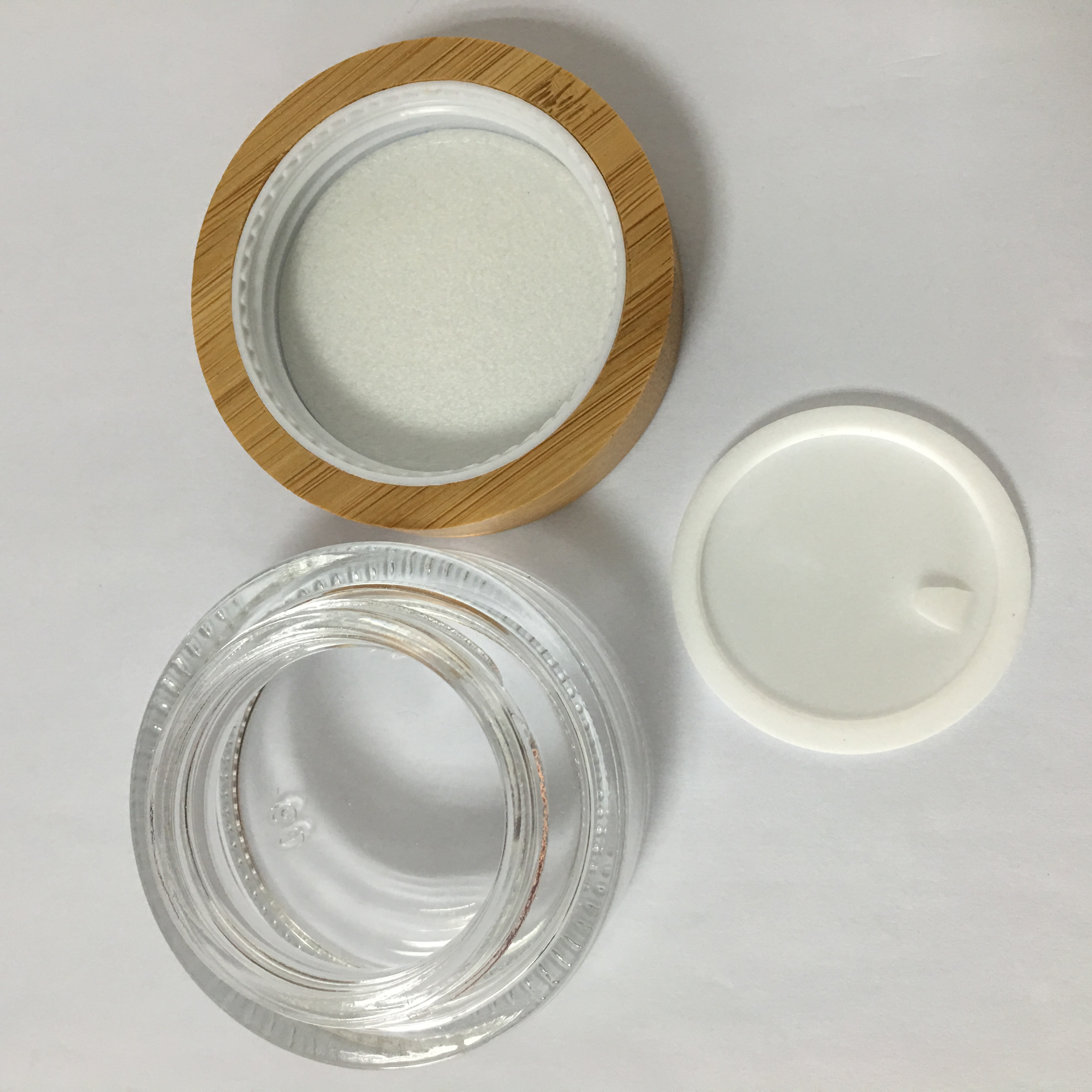 Glass jar with bamboo wood lid with wide mouth bamboo glass cream jar