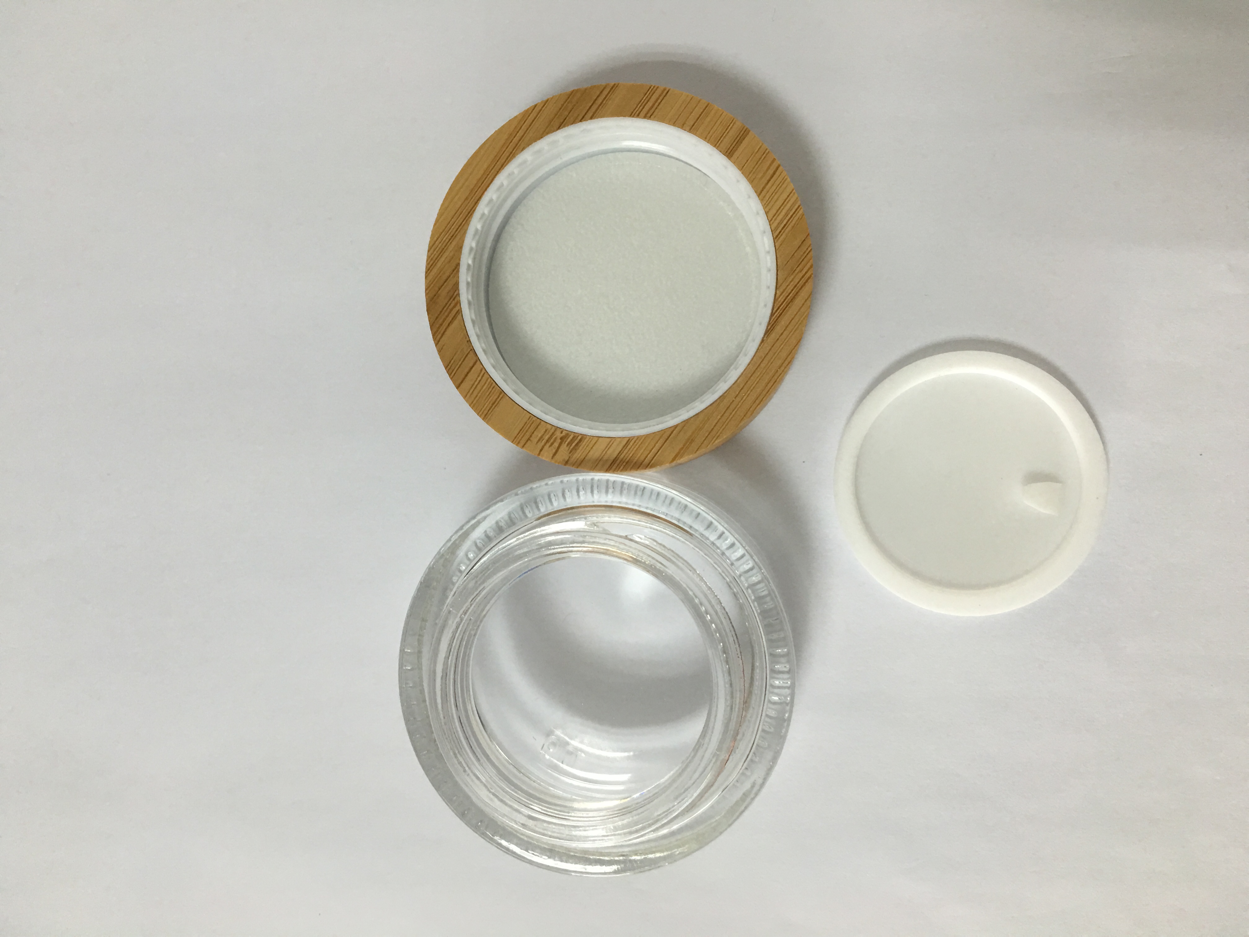 Glass jar with bamboo wood lid with wide mouth bamboo glass cream jar