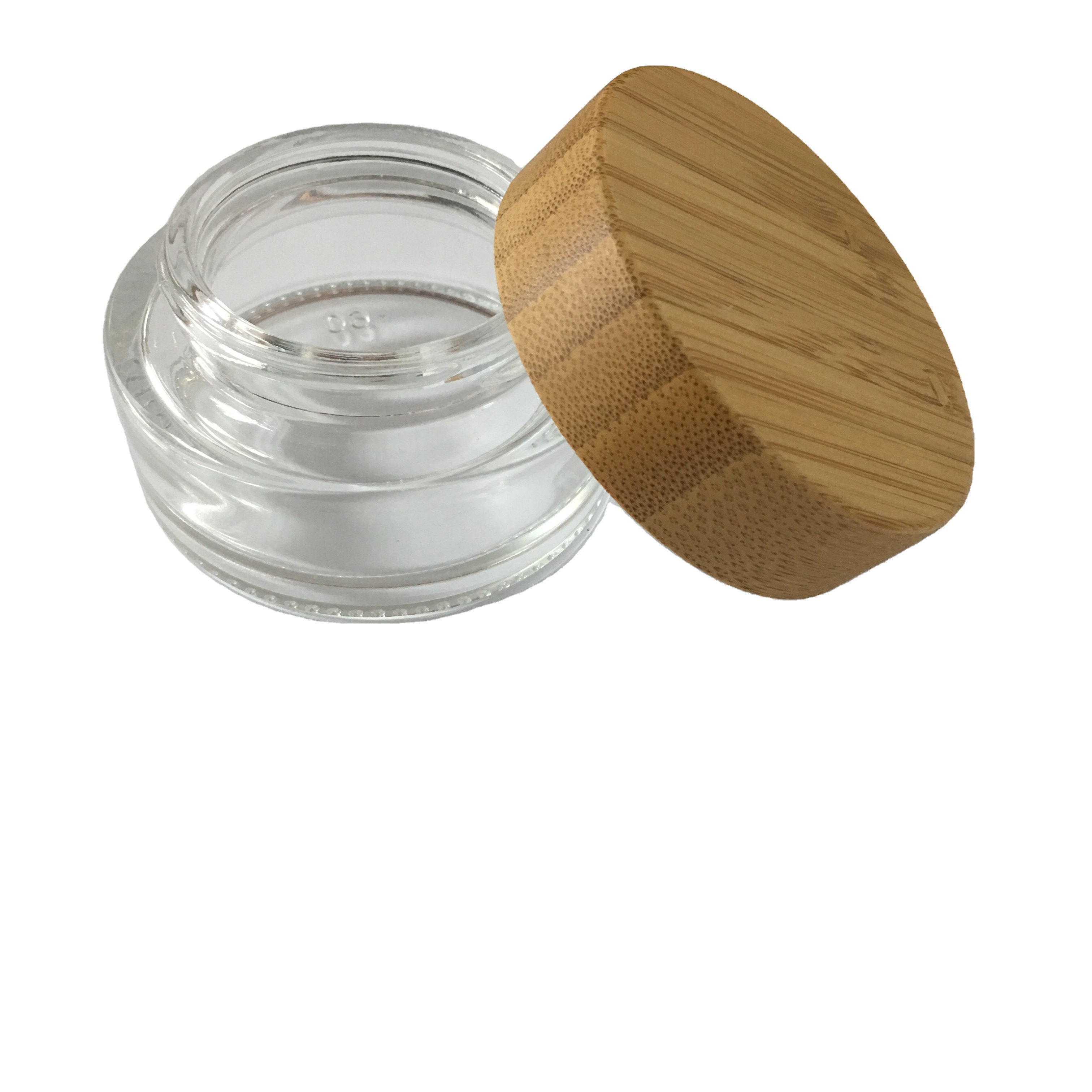 Glass jar with bamboo wood lid with wide mouth bamboo glass cream jar