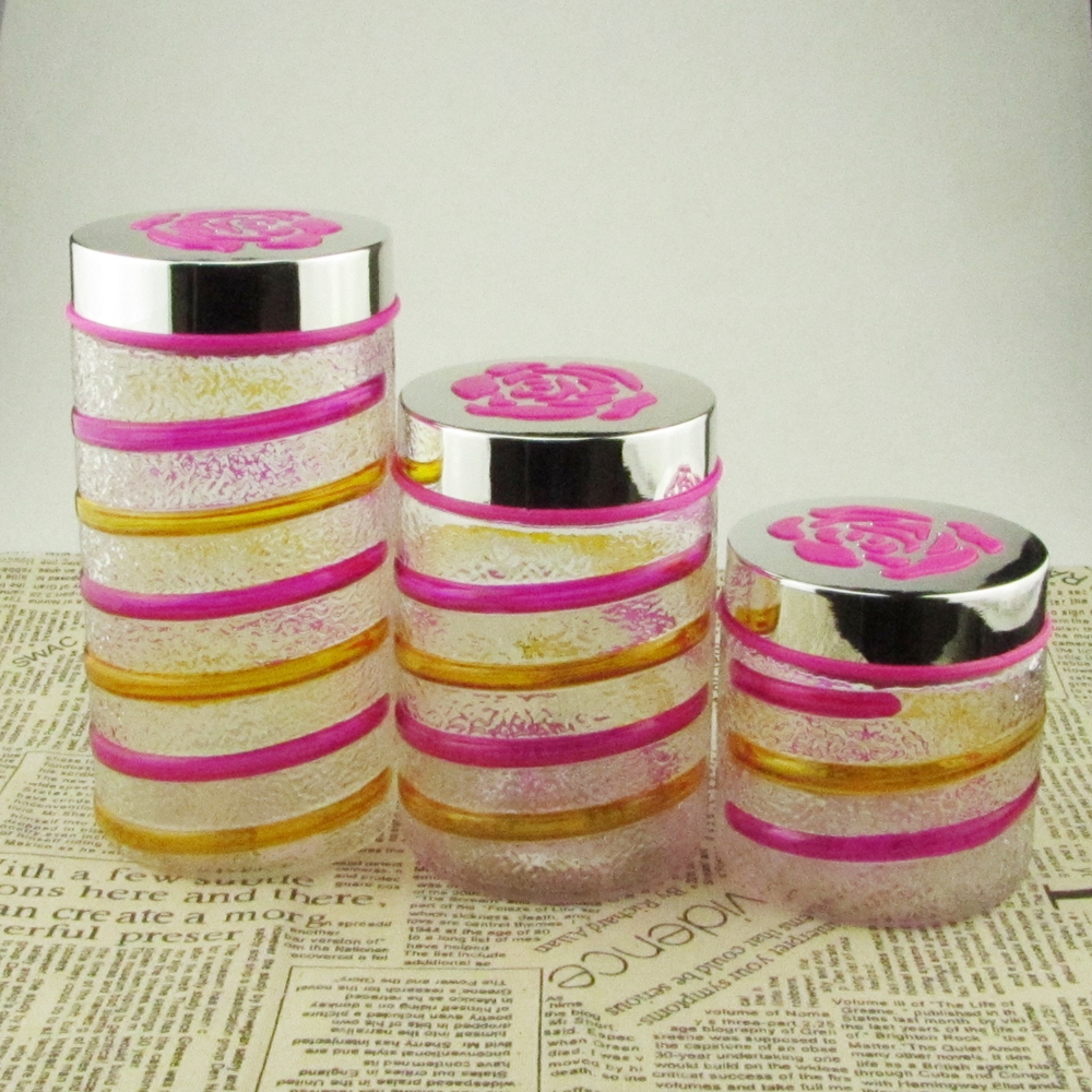 Glass jar with screw top lid for candy food