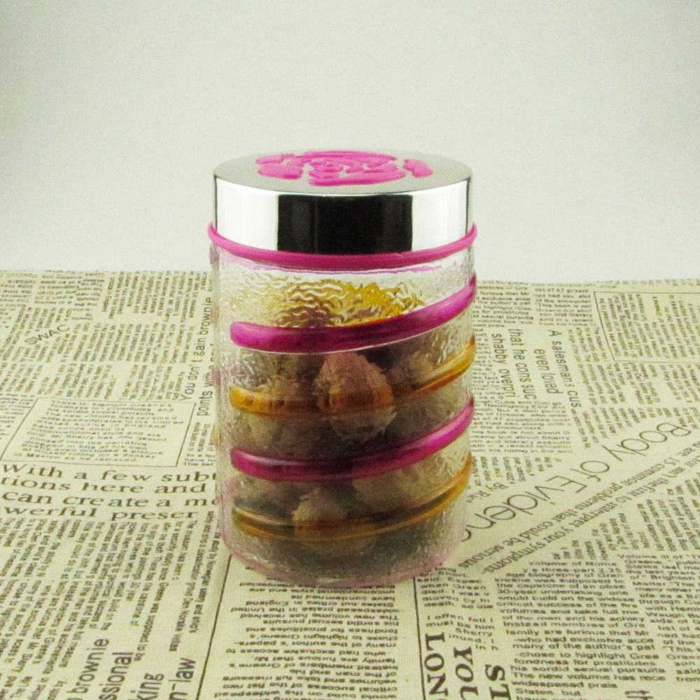 Glass jar with screw top lid for candy food
