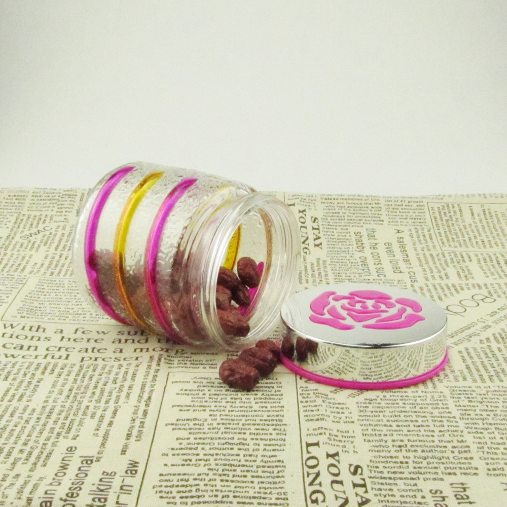 Glass jar with screw top lid for candy food