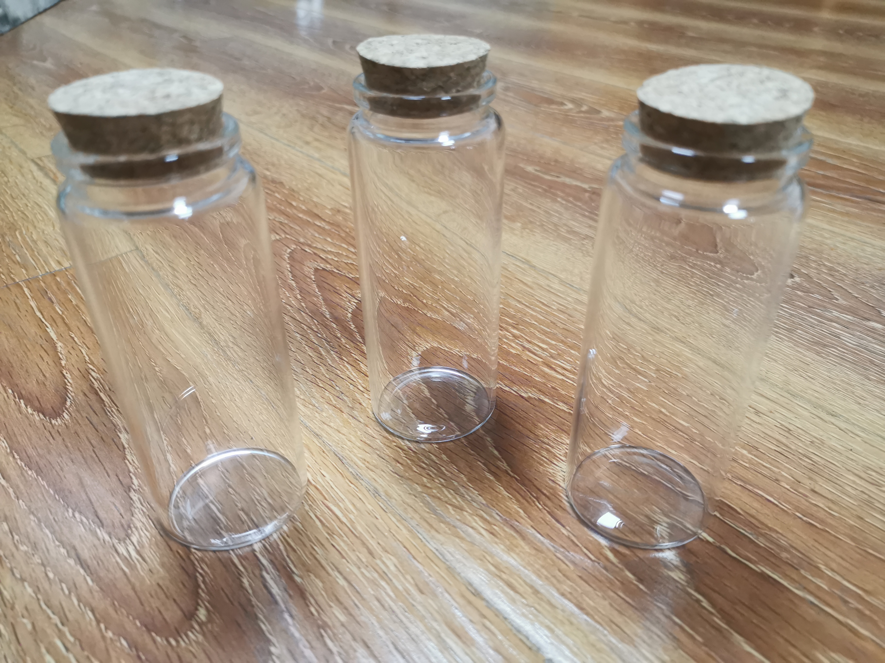Glass jars and bottles with cap or cork