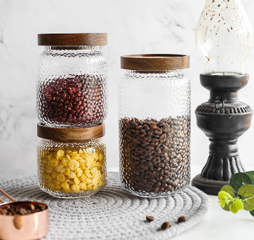 Glass jars and food storage borosilicate glass jar with bamboo lid