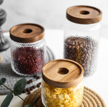 Glass jars and food storage borosilicate glass jar with bamboo lid