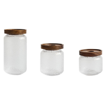 Glass jars and food storage borosilicate glass jar with bamboo lid