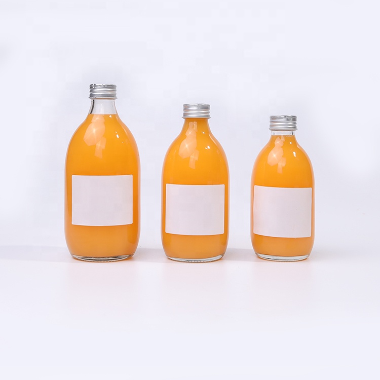 Glass material screen printing screw lid glass bottles for beverage 500 ml juice bottles