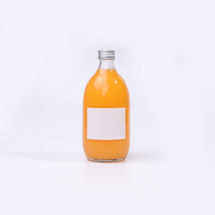 Glass material screen printing screw lid glass bottles for beverage 500 ml juice bottles