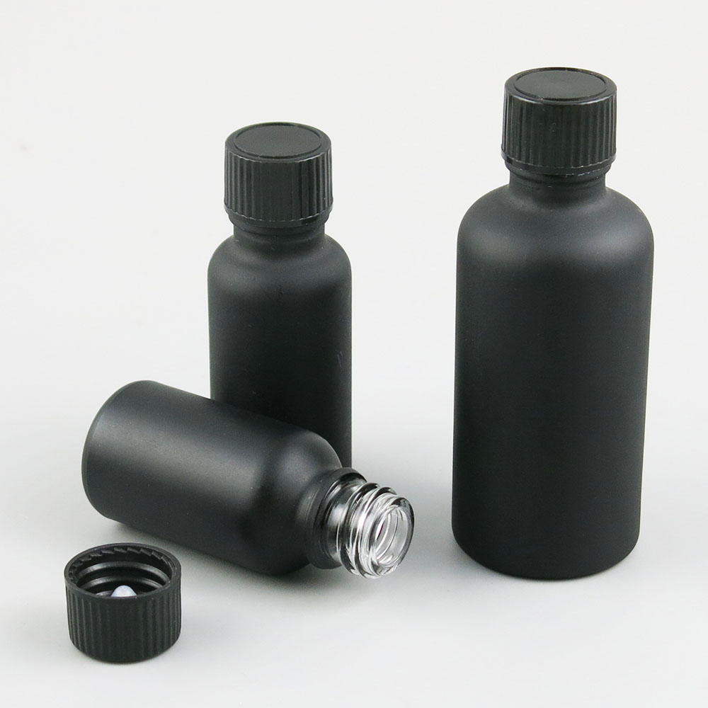 Glass matte black essential oil bottle for olive oil hair body massage oil e liquid container small vial 5 10 15 20 30 50 ml