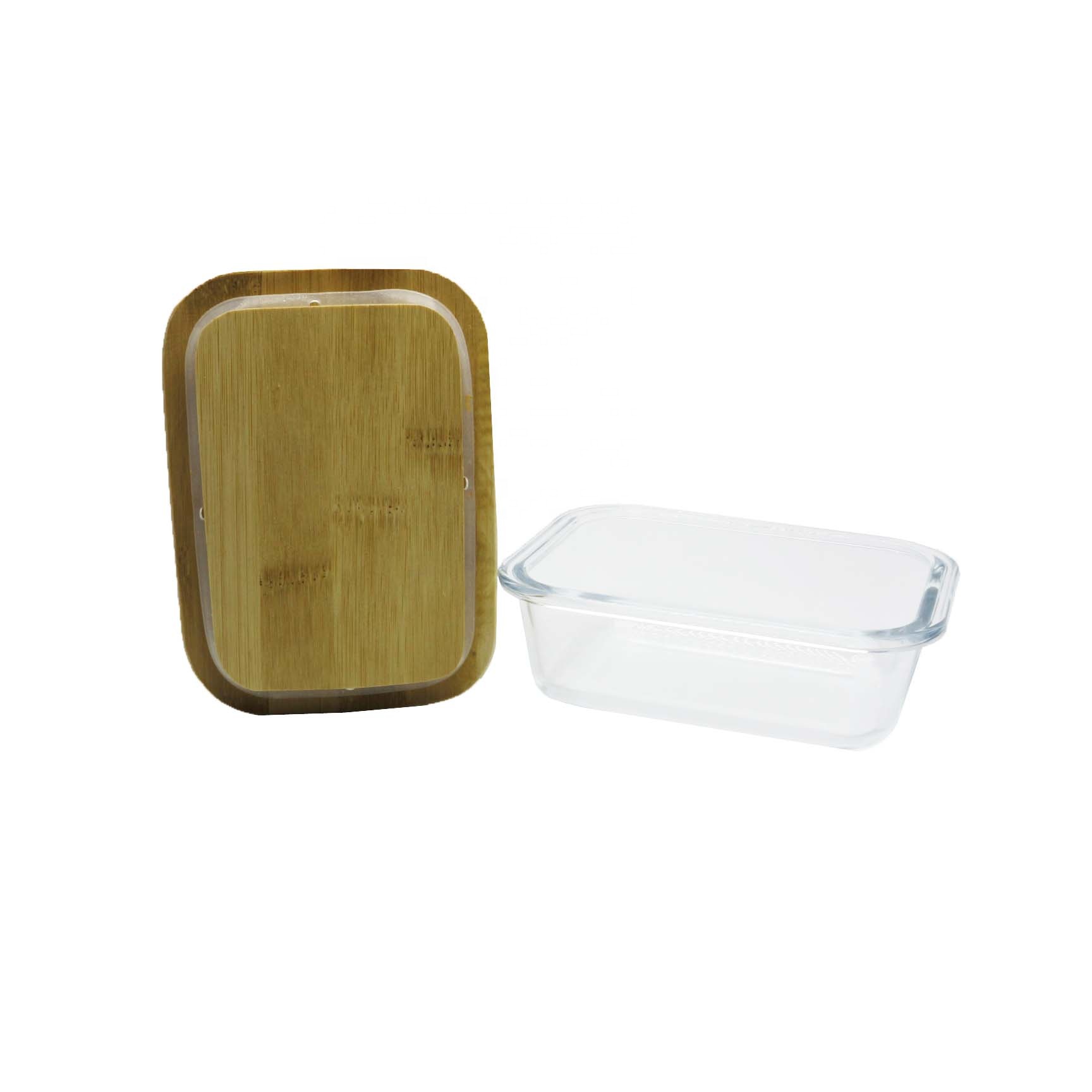 Glass meal prep containers food storage box with bamboo lid LB-CC16