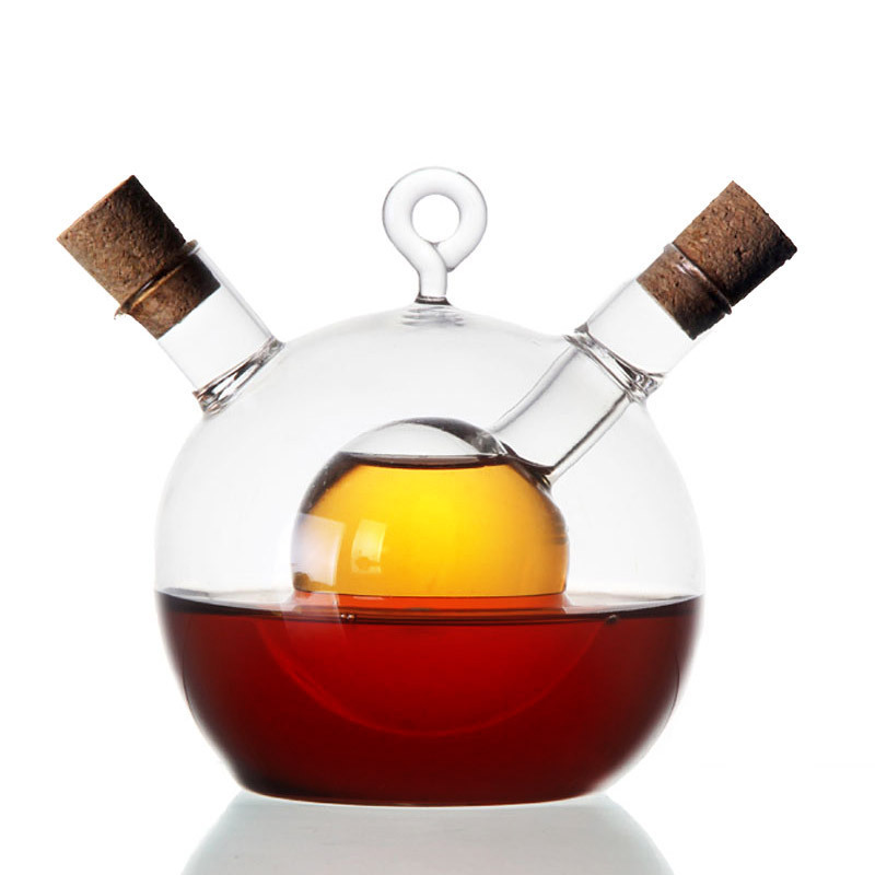Glass oil&vinegar container double oil pots glass condiment bottles