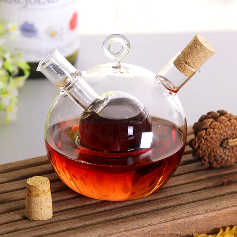 Glass oil&vinegar container double oil pots glass condiment bottles