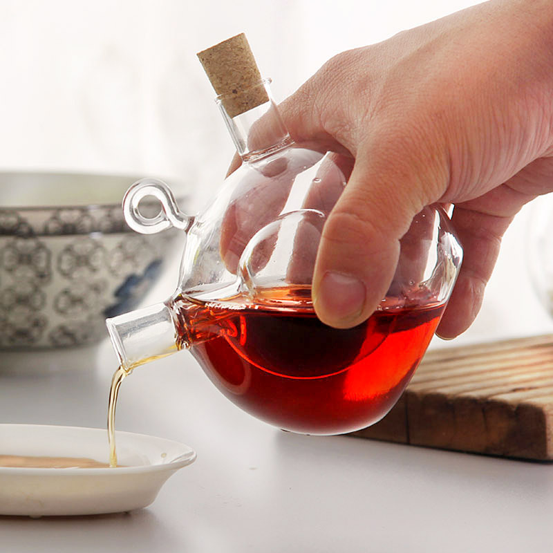 Glass oil&vinegar container double oil pots glass condiment bottles