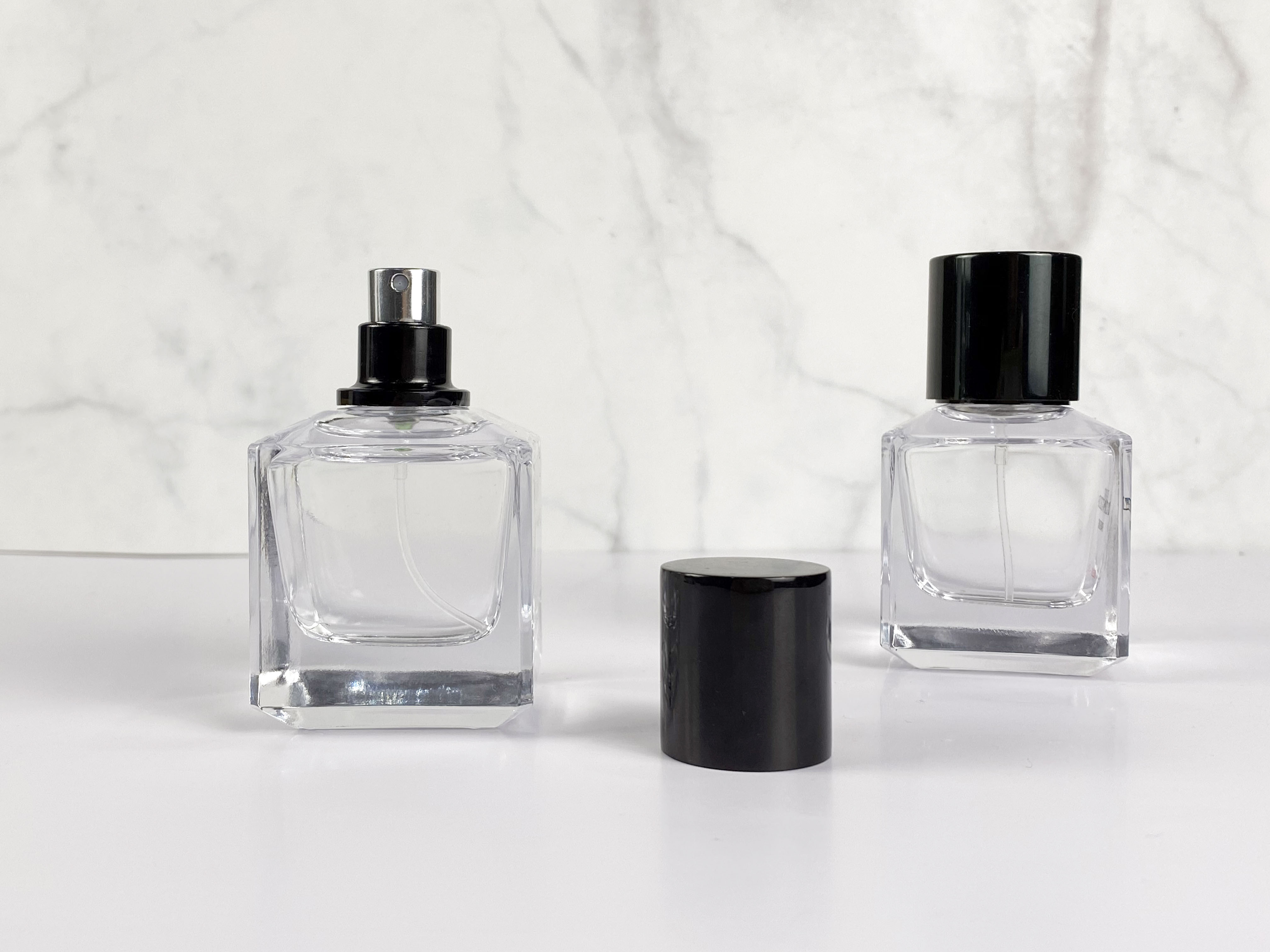 Glass perfume bottle square clear glass bottle luxury magnetic cap