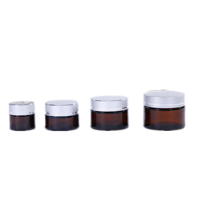 Glass pot factory decorative amber colored wide mouth small cosmetic glass jars